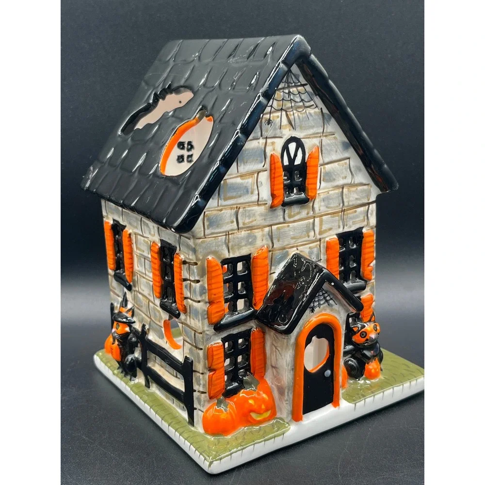 Bath & Body Works Halloween Haunted House Ceramic Tealight Luminary 6.5